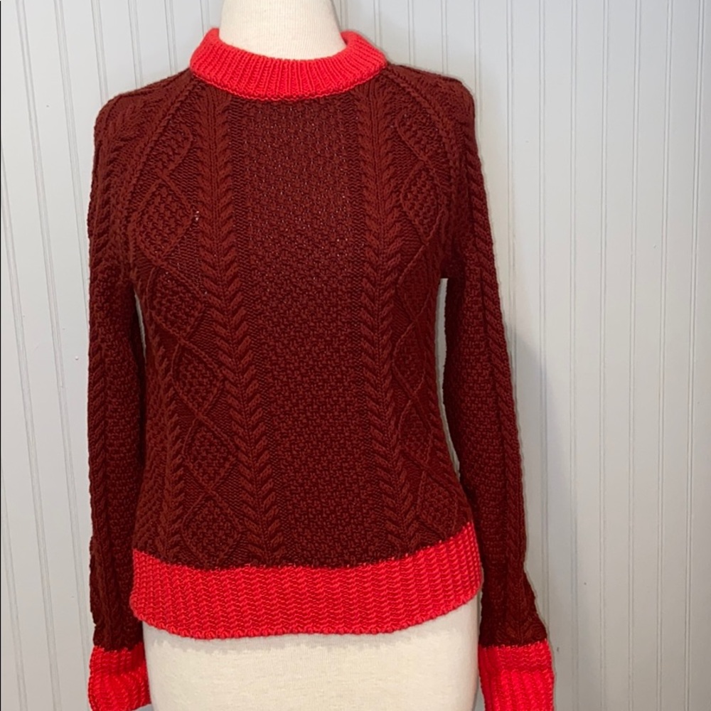 L.L Bean Fisherman Cable Knit Maroon Sweater